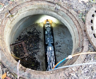 Sewer camera in use